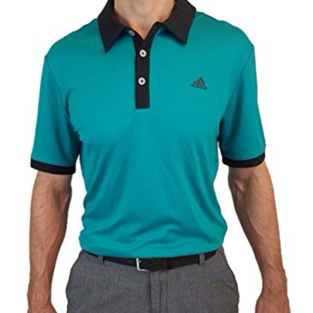 Adidas Golf Mens Teal Green Black Trim Polo Shirt DN6841 Large‎ L
